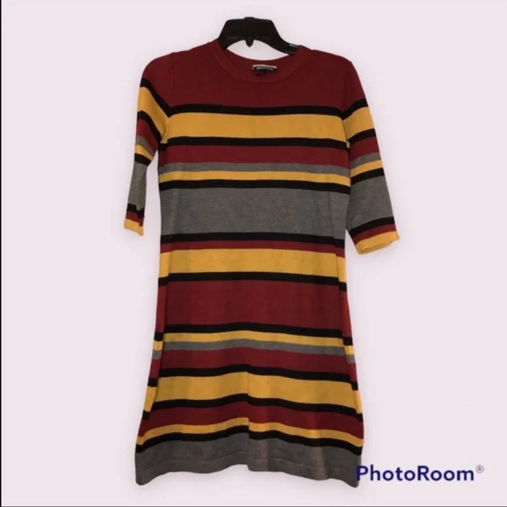 Allison Brittney size 6 brightly colored woman's sweater dress 3/4 sleeves